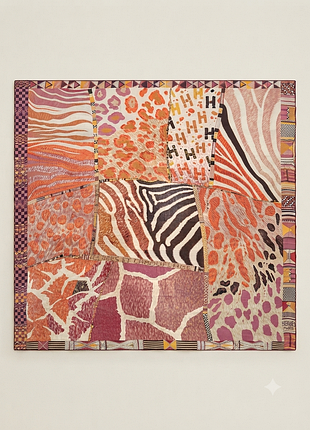 Роскошный шелковый шарф hermès "pelages et camouflage"