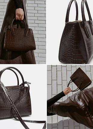 Сумка шоколадна  сумочка кросбоді  zara зара