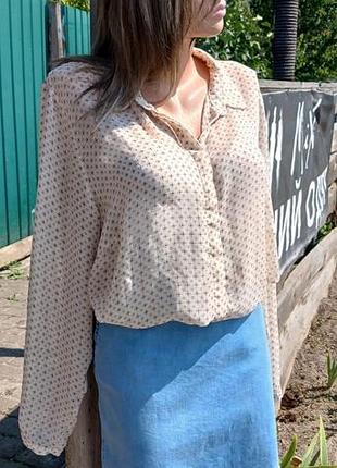 Шифоновий блузон. ідеальний стан. на дівчинку з пишним верхом. вказано л. думаю на 54 р. . 54 р