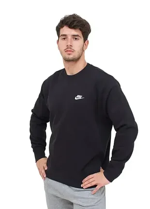 Nike (l) nsw crew свитшот мужской на флисе черный утеплен оригинал