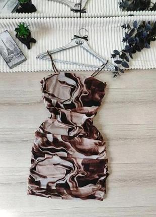 Сетчатое платье мини с драпировкой pink vanilla p xs