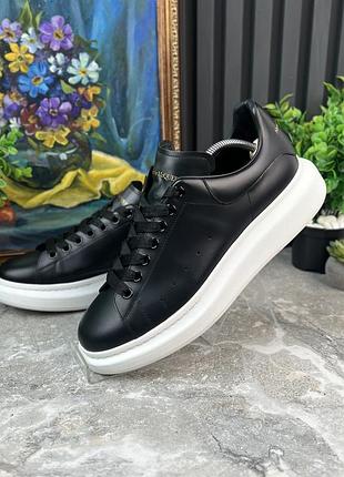 Alexander mcqueen sneakers black leather мужские кроссовки кожа оригинал 44 eur