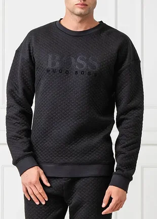 Hugo boss (m) джемпер свитшот мужской черный вафельный оригинал кофта