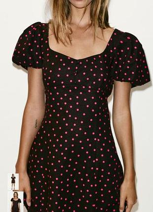 Мини платье в горошек zara