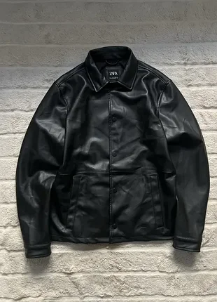Zara (s) eco leather jacket мужская кожанка куртка кожаная ветровка