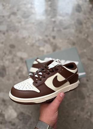 Стильные кроссовки nike dunk low team chocolate brown white