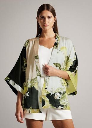 Кімоно , жакет, блуза з поясом ted baker з лимонним квітковим принтом denissy , оригінал