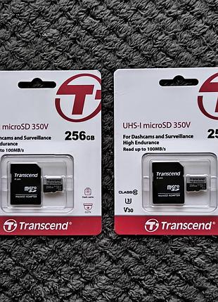 Transcend 256gb high endurance 350v microsdxc u3 v30 a2 карта пам'яті для відеореєстратора gopro dji