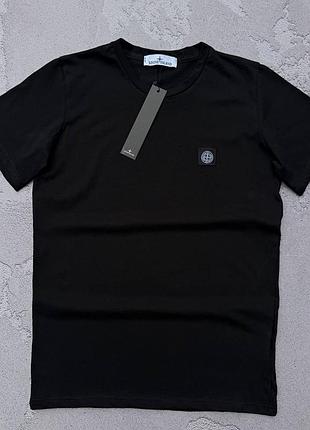 Чоловіча базова футболка stone island patch program чорна тренд сезону