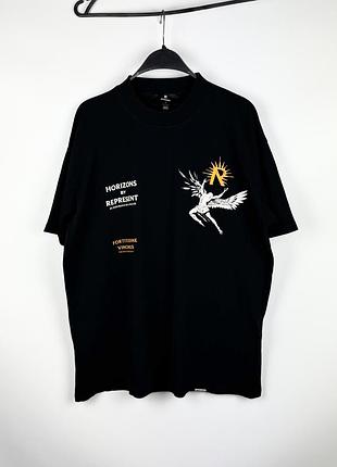 Оверсайз футболка represent horizons icarus graphic t-shirt black heavyweight oversized mens оригінал чорна бавовняна розмір s