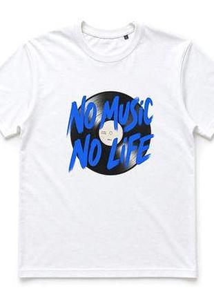 Футболка з принтом no music no life