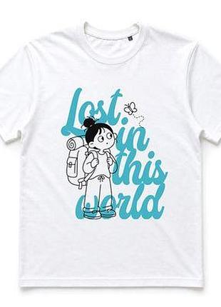 Футболка з принтом lost in this world