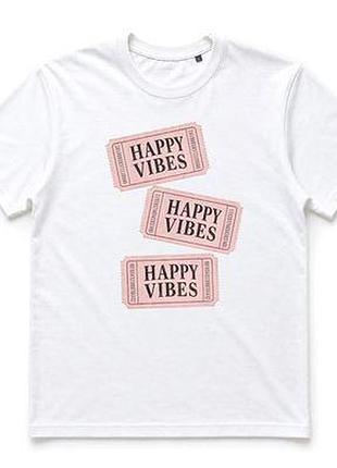 Футболка з принтом happy vibes