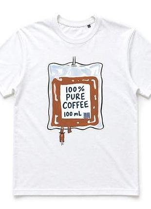 Футболка з принтом 100% pure coffee