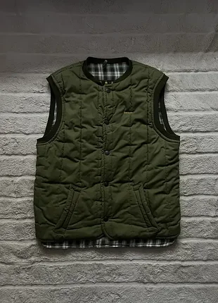 Barbour (m-l) vintage vest olive green made in england жилетка мужская хаки оригинал клетка внутри