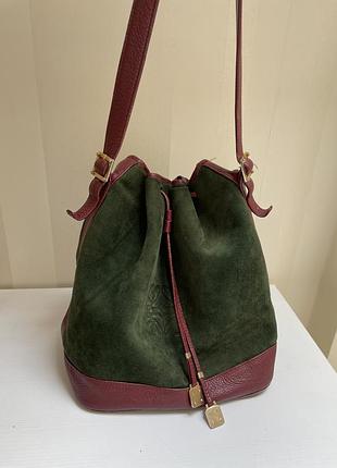 Шикарна вінтажна шкіряна/замшева сумка торба від loewe