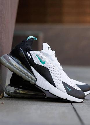 Кроссовки nike air max 270 white black mint спортивные легкие найк эир макс 270 белые с черным и мятным 42