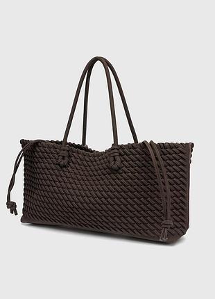 Жіноча плетена сумка-шопер zara зара на плече 38×18×9 см