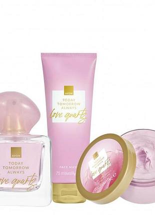 Набір парфумований жіночий avon тта love quartz (edp/50ml + b/cr/200ml + mask/75 ml) (158511610)