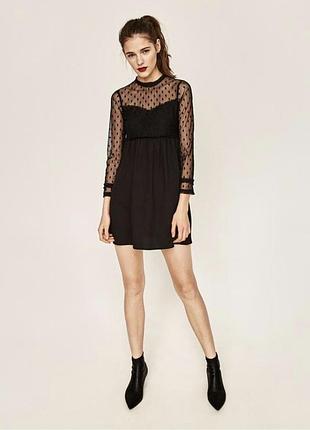 Чорне мереживне плаття zara