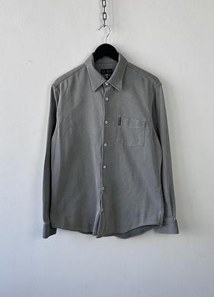 Сорочка овершот vintage armani jeans shirt mens size m grey striped cotton made in italy 90s