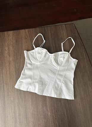 Білий топ корсет h&m s розміру з чашечками приталеного силуету