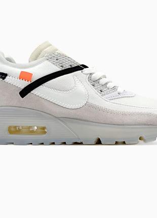 Кроссовки мужские, кроссовки женские, 1в1 люкс качество, кожа, off-white x nike air max 90 gpx white, sky-nik-0531