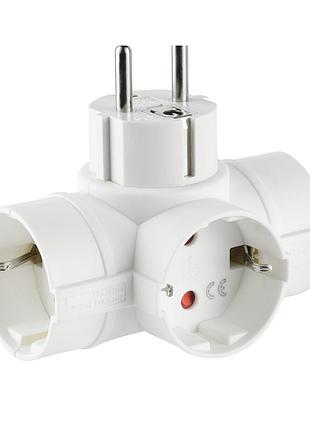 Розетка тройник electraline с заземлением 16а / 250v белая(55040)
