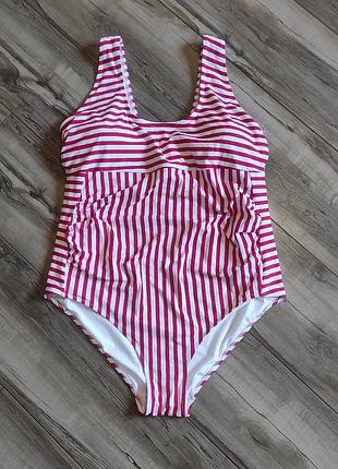 Слитный купальник в розовую полоску h&amp;m, размер xl (eur xl / 42-44)