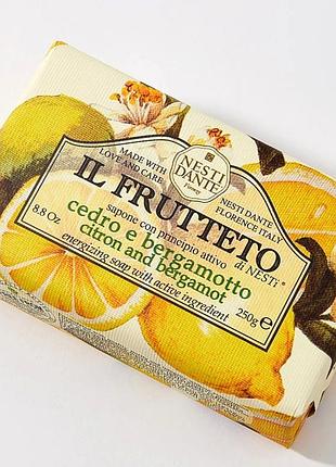 Italy, nesti dante il frutteto citron and bergamot, unisex нишевое парфюмированное органическое элитное  мыло для лица, шампунь, цедра лимона,бергамот