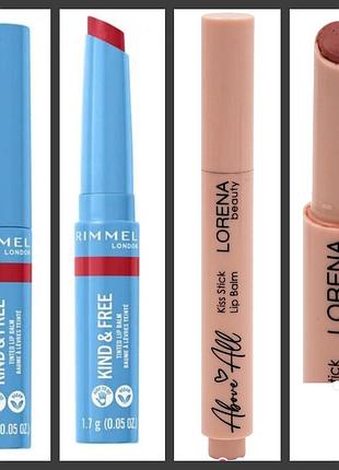 Лот оттеночные помада бальзам для губ rimmel и lorena