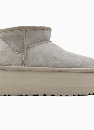 Кросівки чоловічі, кросівки жіночі, 1в1 люкс якість, шкіра, ugg classic ultra mini platform xl grey, sky-ugg-0079