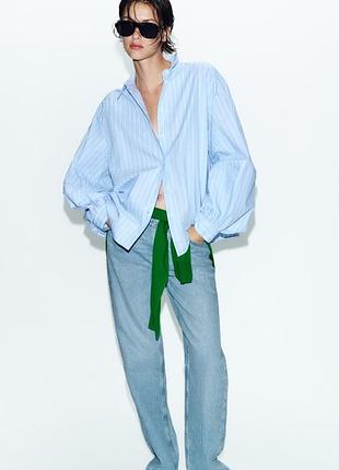 Жіноча сорочка з бавовни zara original spain блакитна сорочка зара s, m