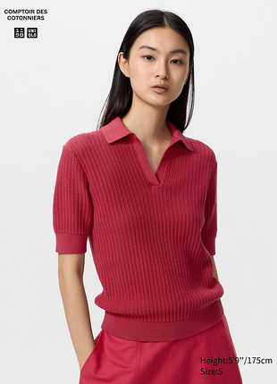 Бавовняний светр поло короткий рукав uniqlo та comptoir
