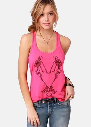 Рожева майка готика гранж billabong skeleton mermaids heart, розмір s