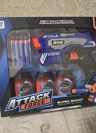 Игрушечный бластер attack force с пульками и мешком 2