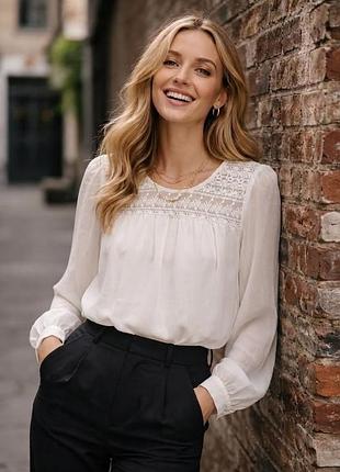 Шифоновая белая блузка h&amp;m
