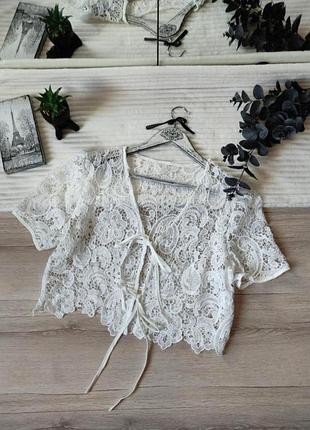 Кружевной топ на завязках shein p m-l