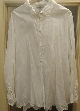H&m (3xl). рубашка белая лен (новая)