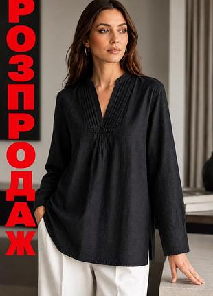 Великі знижки / літній розпродаж /чорна лляна сорочка