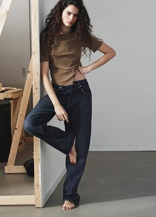 Джинси trf baggy tapered з низькою посадкою zara, темно сині джинси baggy zara
