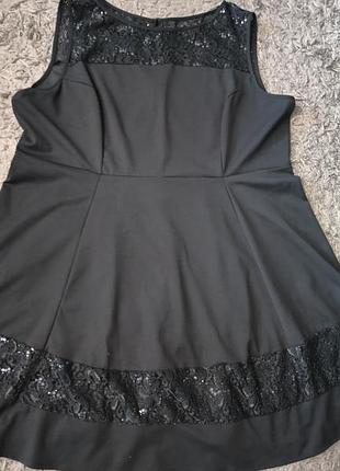 Элегантное черное платье-миди с кружевом и пайетками 68 (plus size)