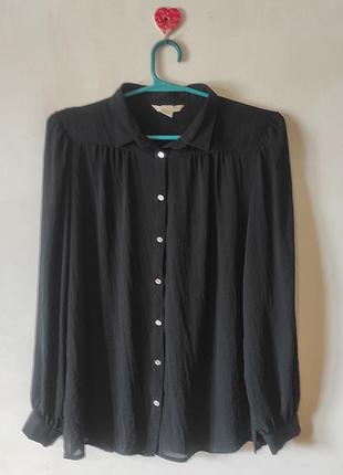 Легкая черная блуза рубашка h&amp;m с драпировкой (размер l / xl / 42)