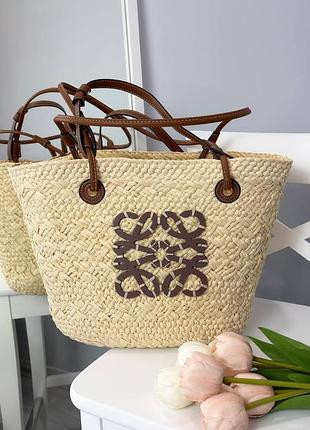 Плетена сумка-шопер. пляжна сумка  loewe anagram basket bag