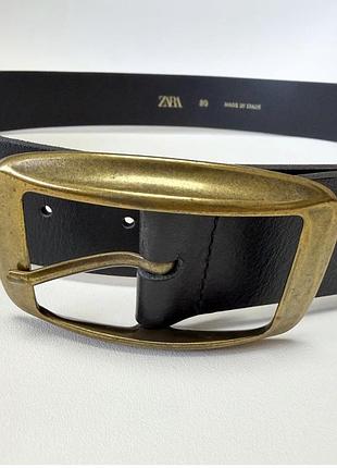 Чорний шкіряний ремінь zara