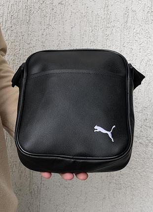 Сумка чоловіча чорна puma, барсетка шкіряна, месенджер пума