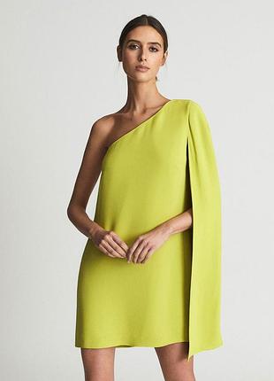 Нова лаймова міні сукня кейп на одне плече від mango