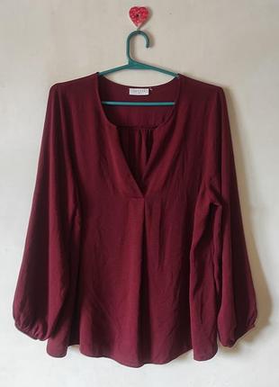 Бордовая женская блуза papaya с v-образным вырезом (размер 54 / 2xl-3xl / uk 20)