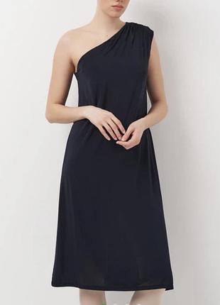 Шифонова темно-синя сукня на одне плече h&m