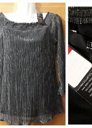 Роскошная блестящая блуза р. 12 от debenhams с открытыми плечами торжества торжества ресторан театр